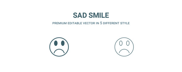 Fototapeta na wymiar sad smile icon. Filled and line sad smile icon from people collection. Outline vector isolated on white background. Editable sad smile symbol