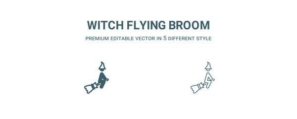 witch flying broom icon. Filled and line witch flying broom icon from people collection. Outline vector isolated on white background. Editable witch flying broom symbol