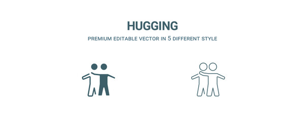 hugging icon. Filled and line hugging icon from people collection. Outline vector isolated on white background. Editable hugging symbol