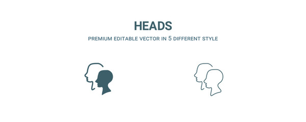 heads icon. Filled and line heads icon from people collection. Outline vector isolated on white background. Editable heads symbol