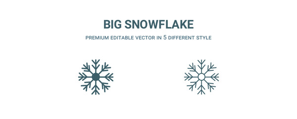 big snowflake icon. Filled and line big snowflake icon from nature collection. Outline vector isolated on white background. Editable big snowflake symbol