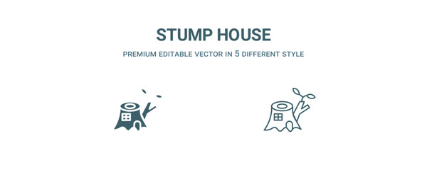 stump house icon. Filled and line stump house icon from nature collection. Outline vector isolated on white background. Editable stump house symbol