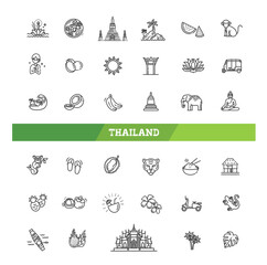 Fototapeta premium Thailand outline Icons. Linear Icons. Vector illustration
