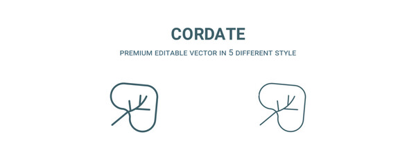 cordate icon. Filled and line cordate icon from nature collection. Outline vector isolated on white background. Editable cordate symbol