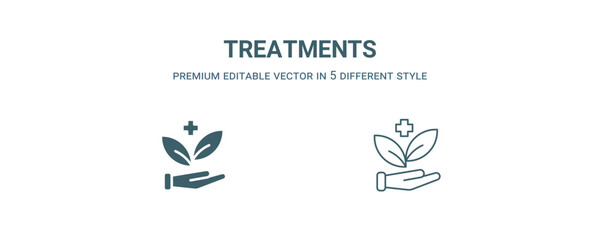 treatments icon. Filled and line treatments icon from nature collection. Outline vector isolated on white background. Editable treatments symbol