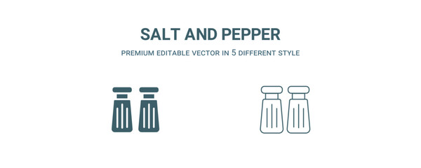 salt and pepper icon. Filled and line salt and pepper icon from kitchen collection. Outline vector isolated on white background. Editable salt and pepper symbol