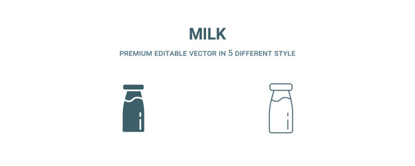 milk icon. Filled and line milk icon from kitchen collection. Outline vector isolated on white background. Editable milk symbol