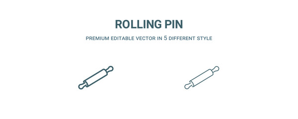 rolling pin icon. Filled and line rolling pin icon from kitchen collection. Outline vector isolated on white background. Editable rolling pin symbol