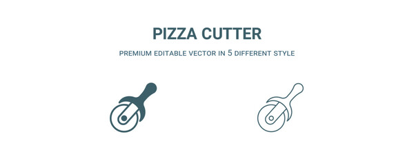 pizza cutter icon. Filled and line pizza cutter icon from kitchen collection. Outline vector isolated on white background. Editable pizza cutter symbol