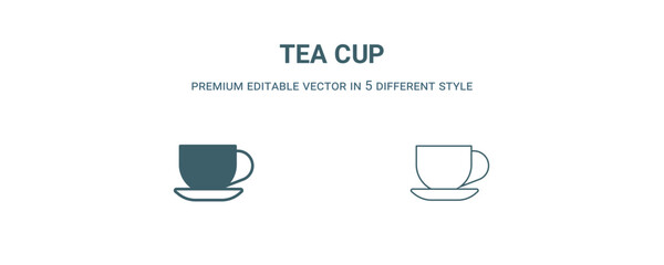 tea cup icon. Filled and line tea cup icon from kitchen collection. Outline vector isolated on white background. Editable tea cup symbol