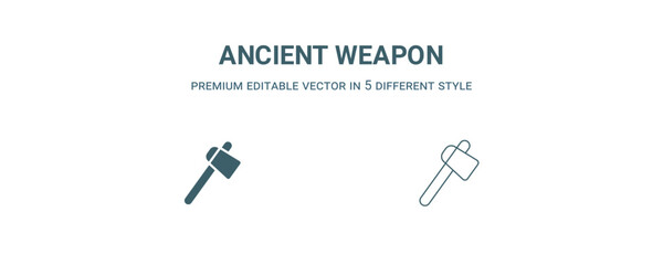 ancient weapon icon. Filled and line ancient weapon icon from history collection. Outline vector isolated on white background. Editable ancient weapon symbol