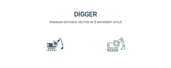 digger icon. Filled and line digger icon from history collection. Outline vector isolated on white background. Editable digger symbol