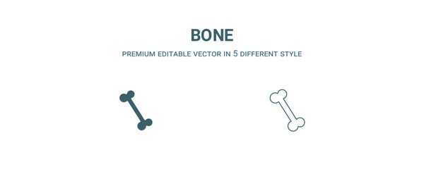 bone icon. Filled and line bone icon from history collection. Outline vector isolated on white background. Editable bone symbol