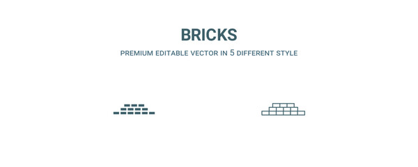 bricks icon. Filled and line bricks icon from history collection. Outline vector isolated on white background. Editable bricks symbol