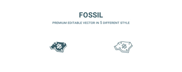 fossil icon. Filled and line fossil icon from history collection. Outline vector isolated on white background. Editable fossil symbol