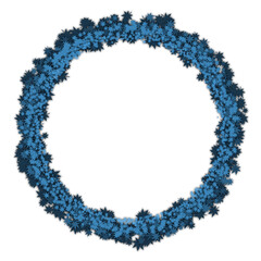 blue maple leaf wreath circle frame with shadow element design
