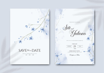 elegant wedding invitation template with flower watercolor premium vector
