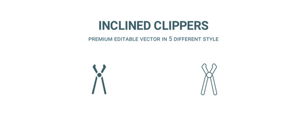 inclined clippers icon. Thin line inclined clippers icon from construction collection. Outline vector isolated on white background. Editable inclined clippers symbol can be used web and mobile