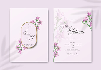 elegant wedding invitation template with flower watercolor premium vector
