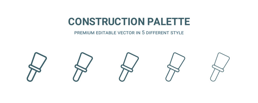 construction palette icon in 5 different style.Thin, light, regular, bold, black construction palette icon isolated on white background. Editable vector