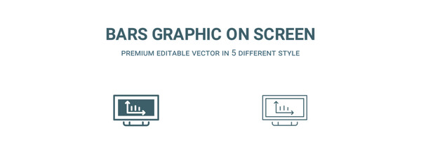 bars graphic on screen icon. Filled and line bars graphic on screen icon from business and analytics collection. Outline vector isolated on white background. Editable bars graphic on screen symbol