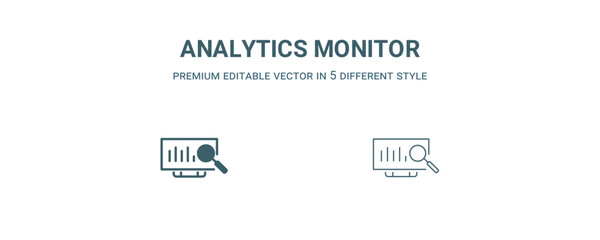 analytics monitor icon. Filled and line analytics monitor icon from business and analytics collection. Outline vector isolated on white background. Editable analytics monitor symbol