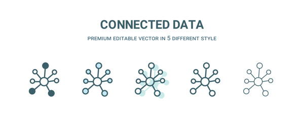connected data icon in 5 different style. Outline, filled, two color, thin connected data icon isolated on white background. Editable vector can be used web and mobile
