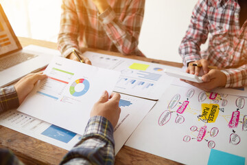 Businessmen team in conference room are introducing and consulting each other to make good business profits. concept of mentoring and consulting between investor to exchange knowledge.