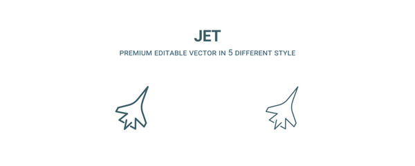 Obraz premium jet icon. Filled and line jet icon from military and war and collection. Outline vector isolated on white background. Editable jet symbol