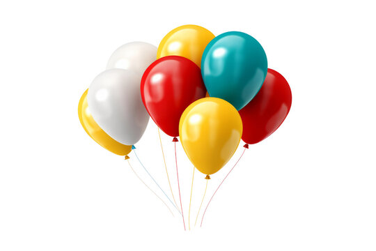 Fototapeta Yellow white blue red balloons isolated on transparent background , generative ai