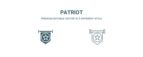 Fototapeta na wymiar patriot icon. Filled and line patriot icon from military and war and collection. Outline vector isolated on white background. Editable patriot symbol