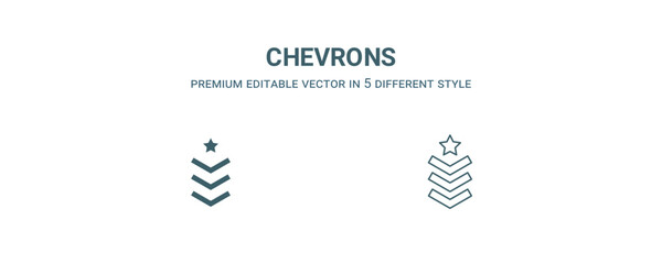 chevrons icon. Filled and line chevrons icon from military and war and  collection. Outline vector isolated on white background. Editable chevrons symbol