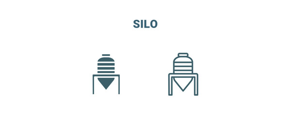 silo icon. Line and filled silo icon from agriculture and farm collection. Outline vector isolated on white background. Editable silo symbol © Abstract