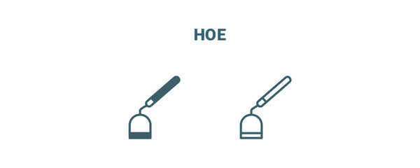 hoe icon. Line and filled hoe icon from agriculture and farm collection. Outline vector isolated on white background. Editable hoe symbol