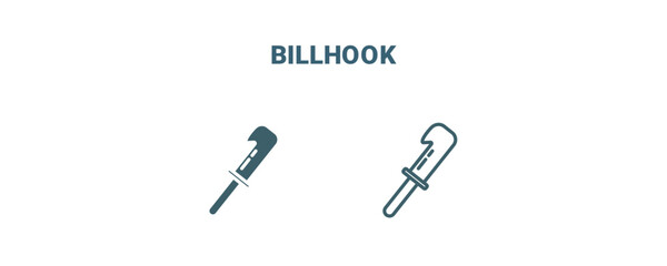billhook icon. Line and filled billhook icon from agriculture and farm collection. Outline vector isolated on white background. Editable billhook symbol