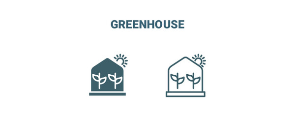 greenhouse icon. Line and filled greenhouse icon from agriculture and farm collection. Outline vector isolated on white background. Editable greenhouse symbol