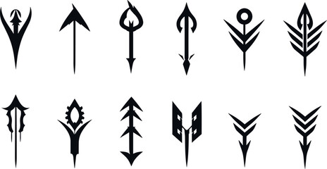 Arrow icons set, Directional arrows illustrations, Curved arrow vectors.