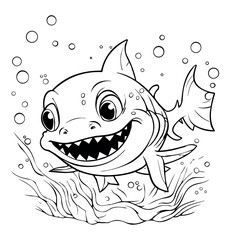 Shark underwater coloring page - coloring book for kids
