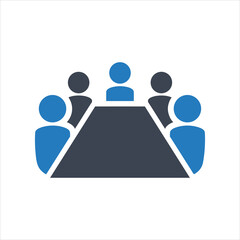 Board room members sitting around a table icon