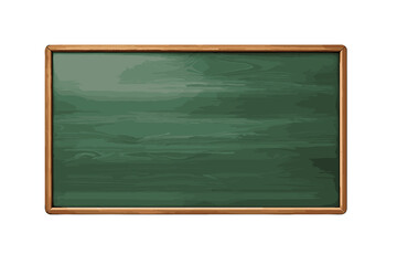 Realistic green chalkboard with wooden frame isolated on white background. Empty green blackboard
