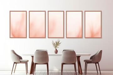Decorate Your Space with Set of 6 Gold Poster Frames - Blank Isolated Frames Mock-Up on White Wall Interior, 3D Rendered Illustration: Generative AI