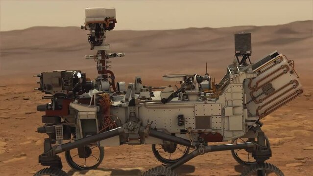 NASA’s Perseverance Mars rover on Mars surface. Elements of this image furnished by NASA JPLCaltech MSSS