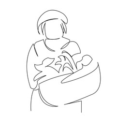 elderly woman with a basket of vegetables