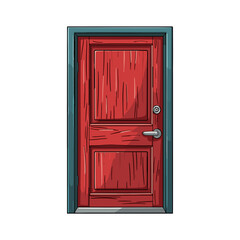 Colorful front door. House door. Cartoon closed contemporary door isolated on white background. Vector illustration EPS10