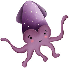 Sea Animals in Cartoon Style. Colorful.