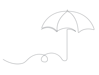 Foto auf Acrylglas Eine Linie An umbrella in the style of line art, one continuous line in the style of line art