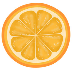 slice of orange on white background