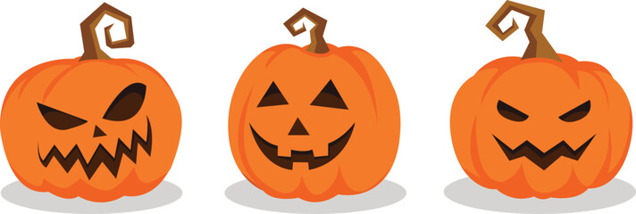 Halloween pumpkin with happy face. Vector cartoon Illustration.