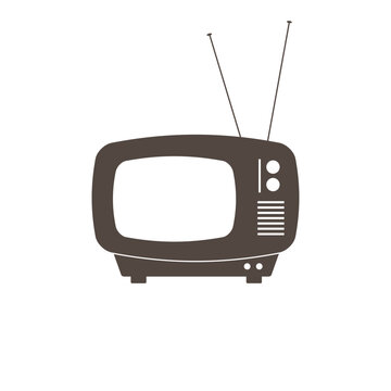 Retro television icon in flat style. Television business concept