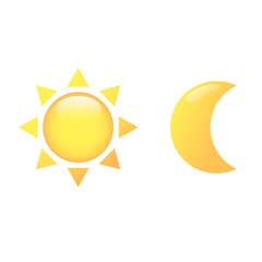 Sun and moon 3d icons